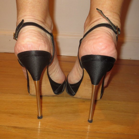 DSQUARED2 Black Satin Metal High Heel Platform Sandals - Picture 4 of 10